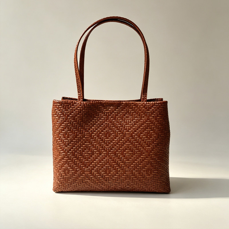 Leatherwork Workshop - Mendy Hakiki Deri Dokuma Baskılı Tote