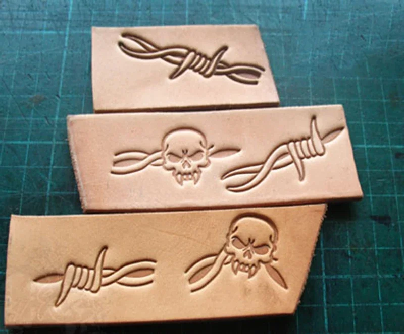 Unique Leather Work - 5 adet Dikenler ve kafatası deseni