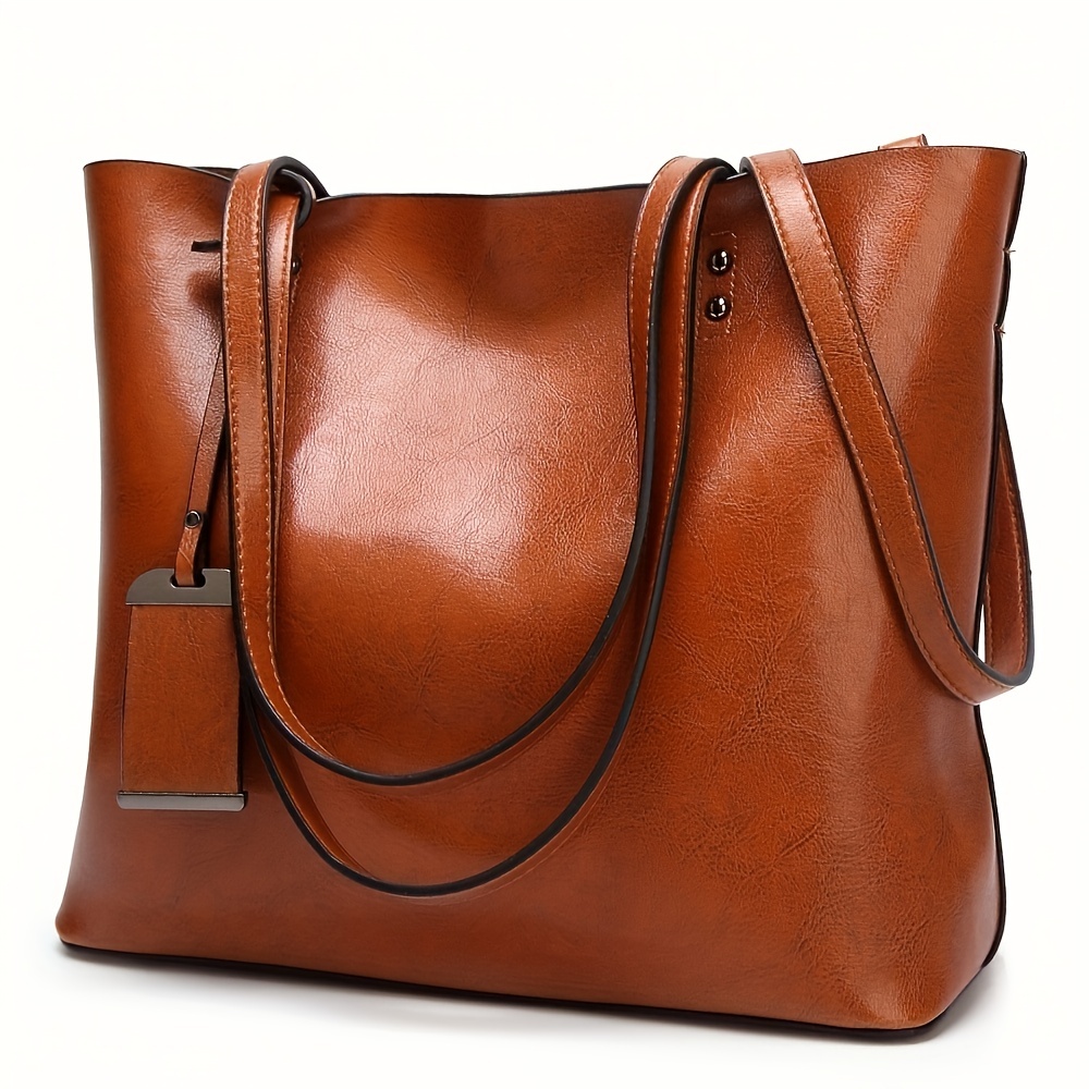 Leather Work Handbags For Women - Moda klasik Retro deri kadın Tote