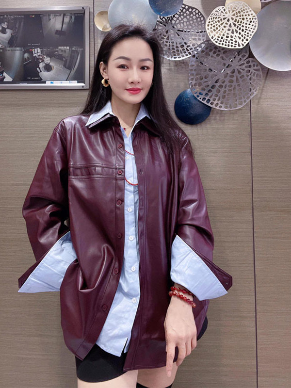 Kadın Üzüm Moru PU Deri Ceket  - Leather Work Jacket incelemesi ve fiyatı
