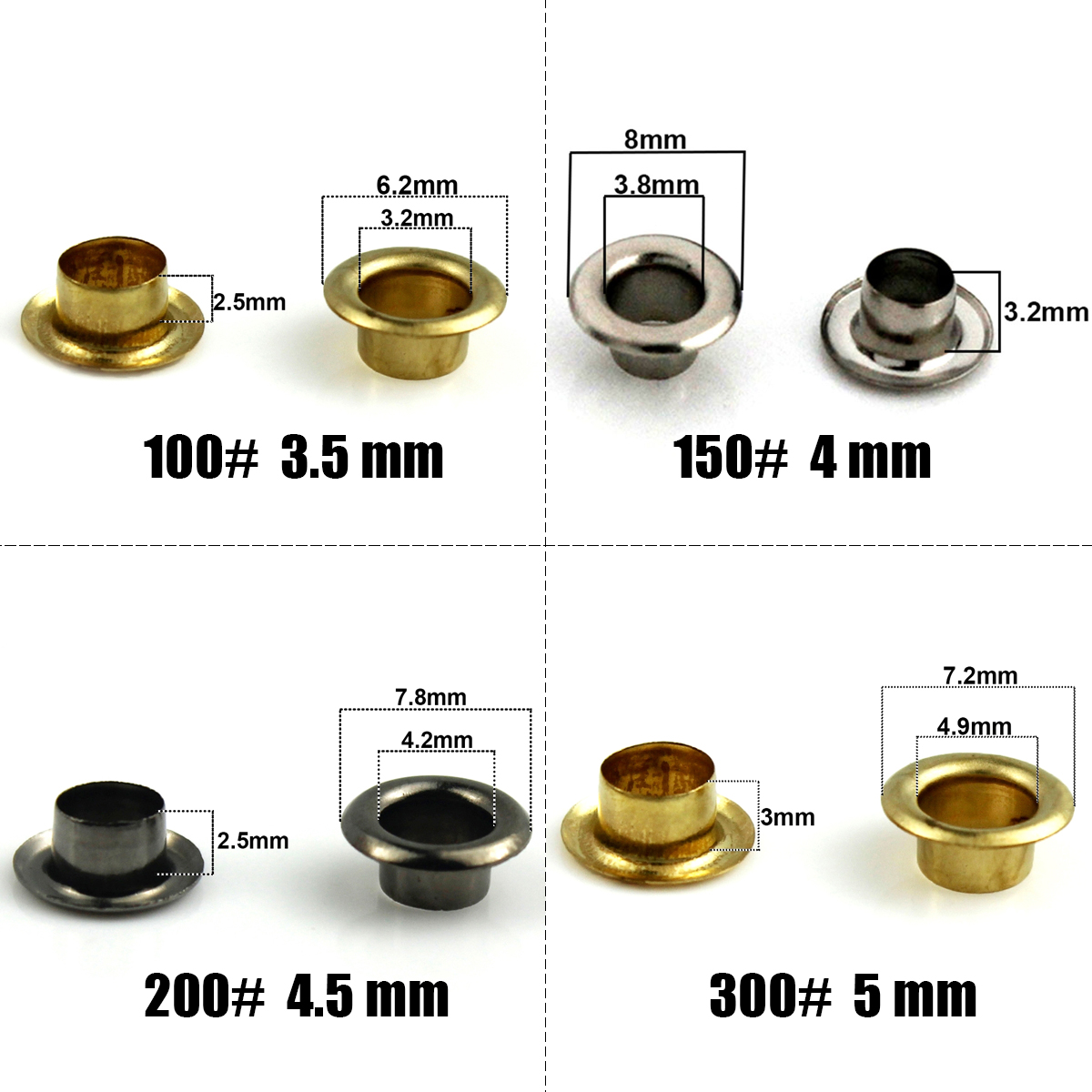 100 adet 4mm pirinç halka, ron - Leatherwork Eyelets incelemesi ve fiyatı