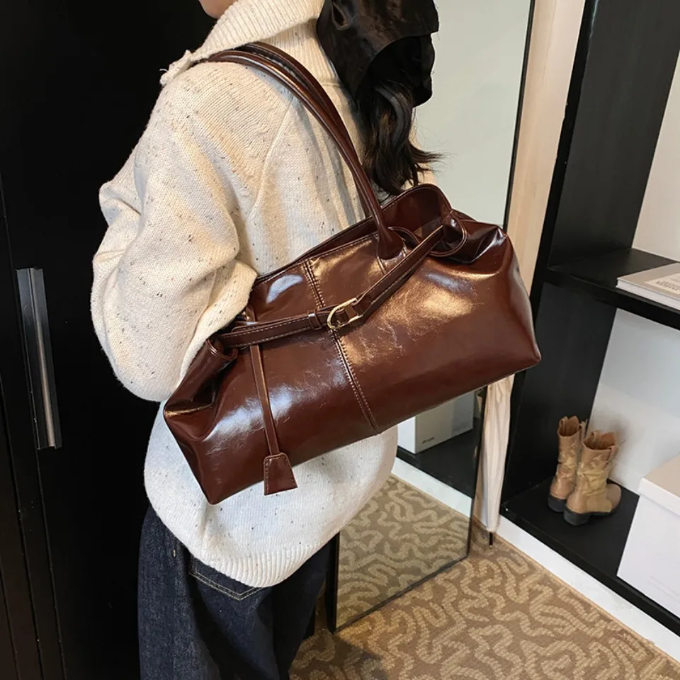 Kışlık Yağlı PU Deri Hobo El Ç - Leather Work Handbags For Women incelemesi ve fiyatı